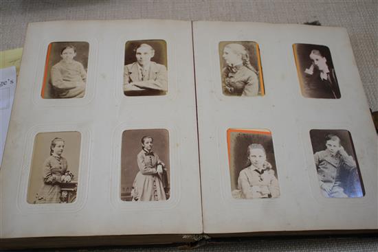 A Victorian photograph album containing 224 cabinet photographs of military figures, politicians, dignitaries, etc., qto, green moroc